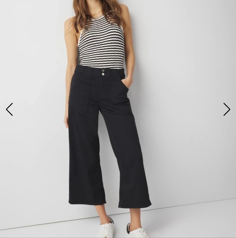 Black Utility High Rise Wide Leg Black Cropped Pants   Sz 4